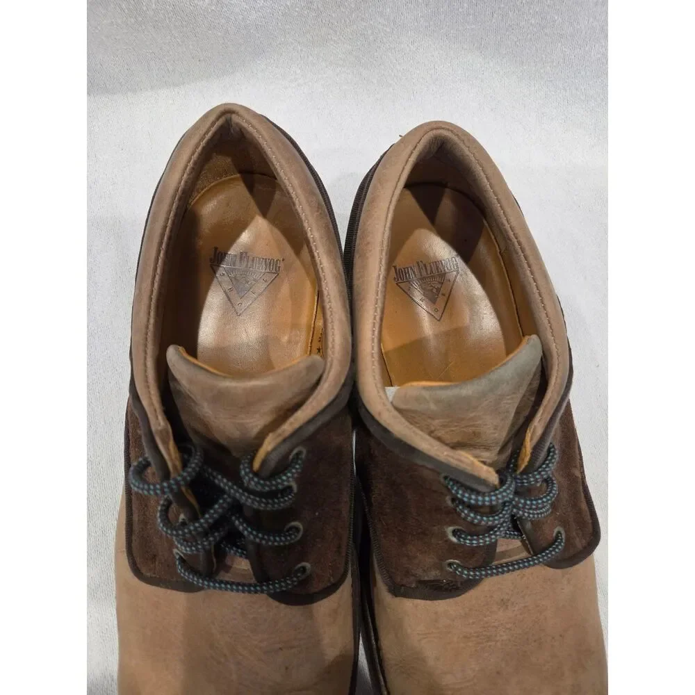 John Fluevog Future Angel Shoes Mens Two Tone Brown Leather Suede Square Toe 11